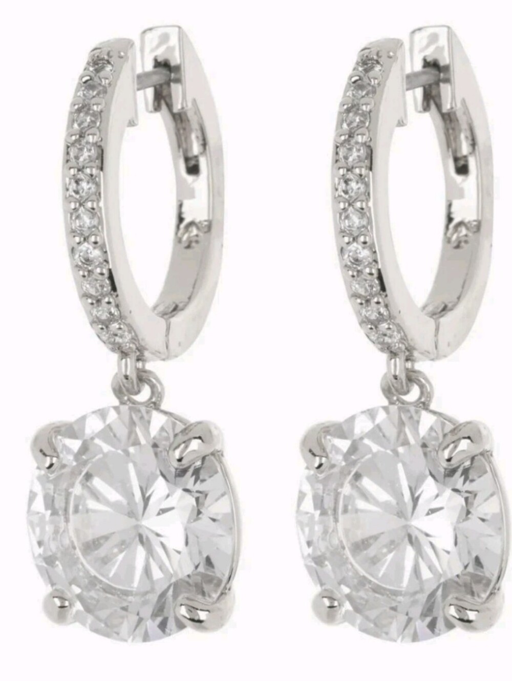 Kate Spade Bright Ideas Silver Plated Cubic Zirconia Huggie Earrings